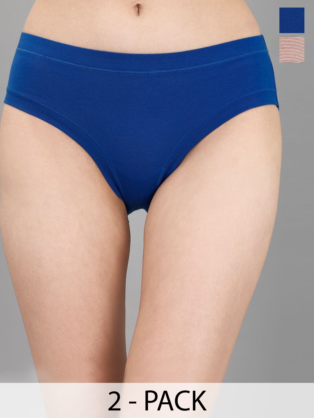 

Soie Pack Of 2 Mid Rise Hipster Panty, Blue