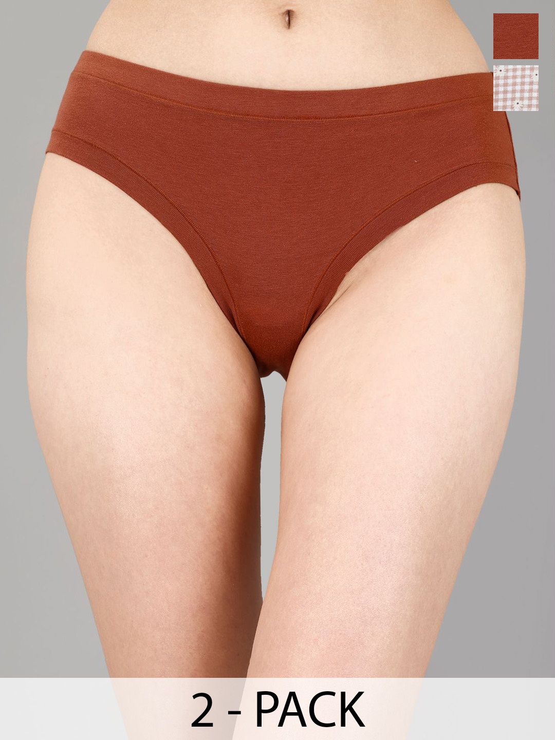 

Soie Pack Of 2 Seamless Mid Rise Anti Bacterial Hipster Briefs 2CK-33 P- 9, White