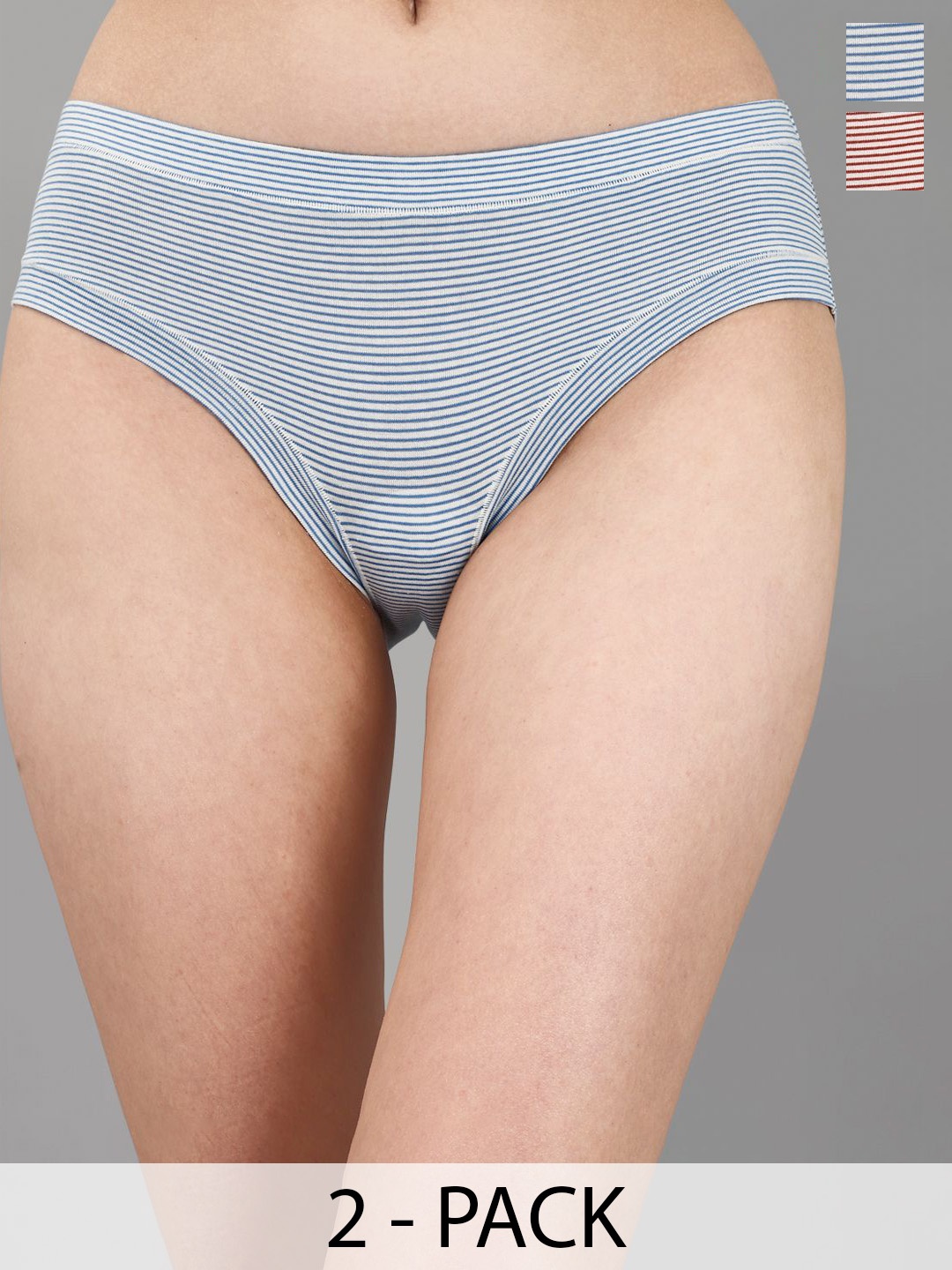 

Soie Pack Of 2 Mid Rise Seamless Hipster Briefs 2CK-33 P- 12, Red