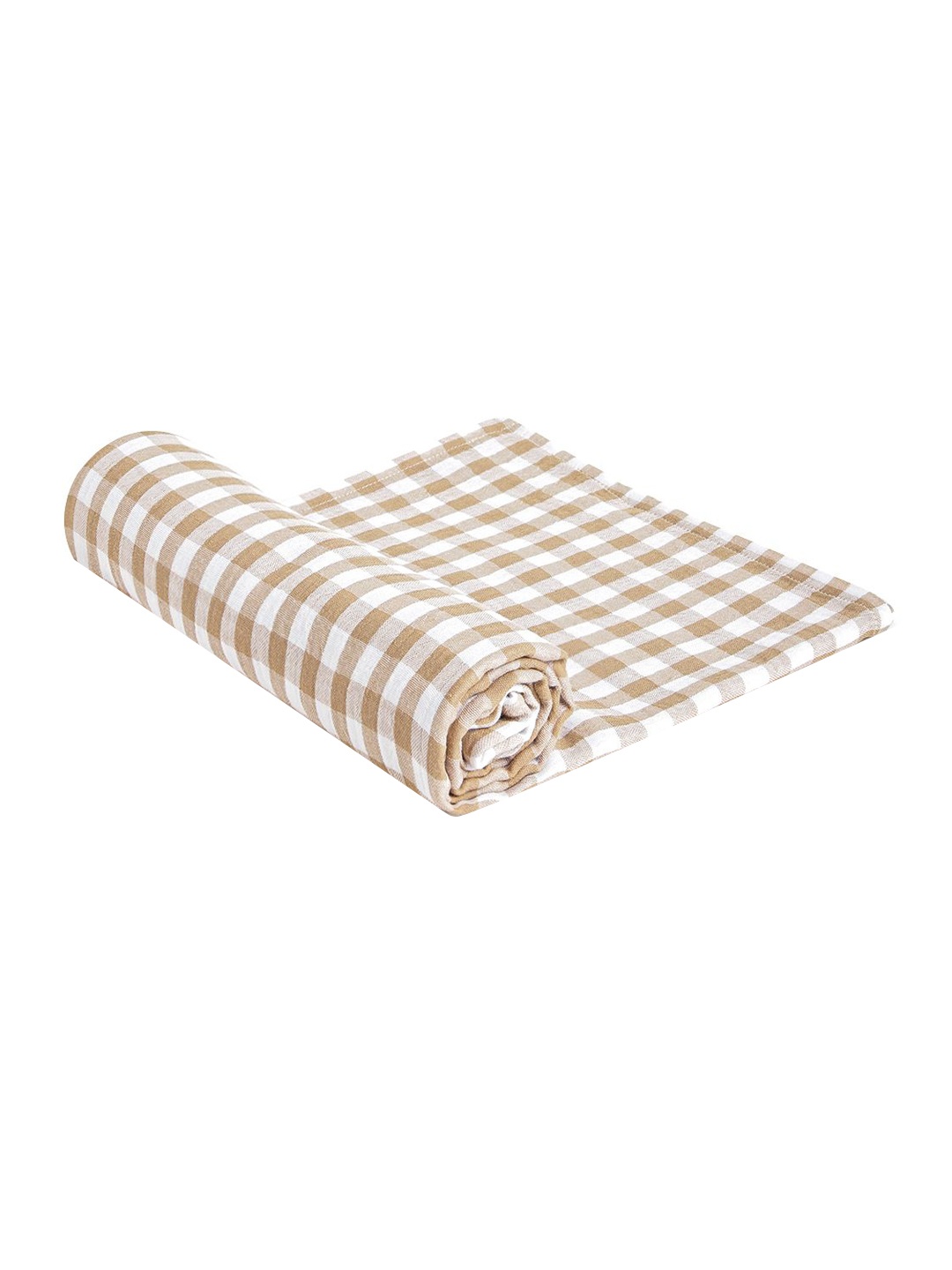 

Tiber Taber Unisex Checked Summer Friendly Pure Malai Cotton Swaddle, Beige