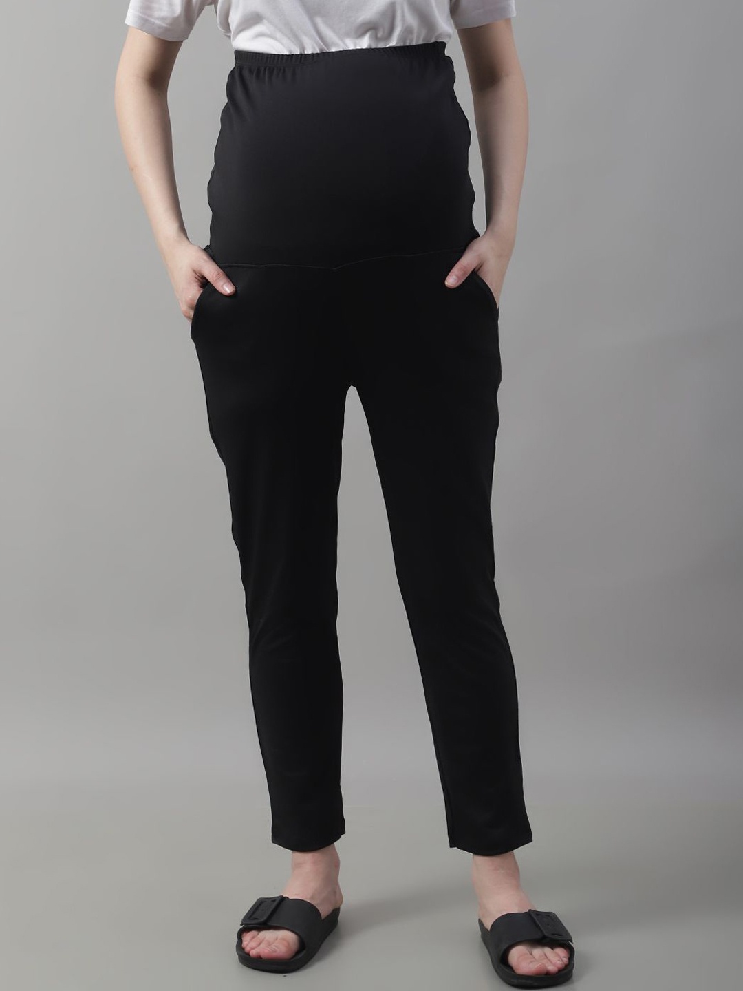 

WELL KEPT Women High-Rise Straight-Fit Maternity Track Pant, Black