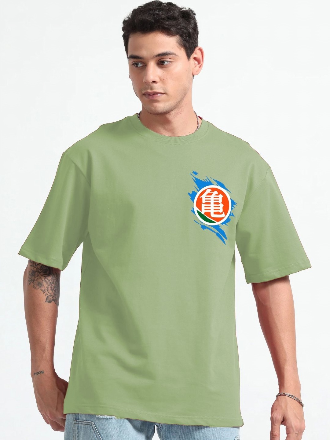 CLAFOUTIS Men Typography Printed Applique T-shirt, Teal