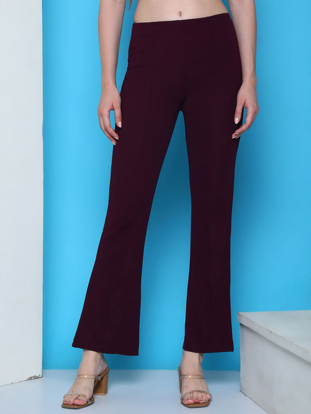 

BAESD Women Flared High-Rise Trousers, Purple