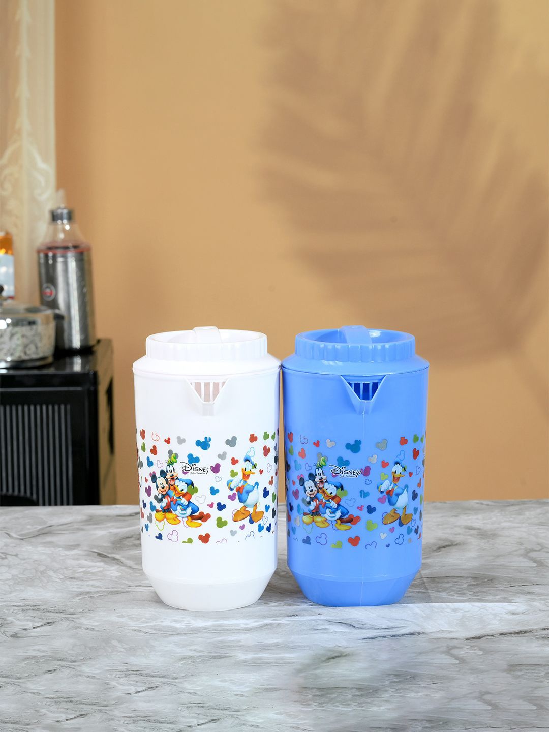 

Kuber Industries White & Blue Printed 2 Pieces Water Jug 2L