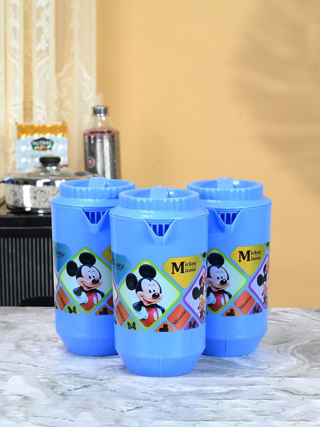 

Kuber Industries Blue & Green 3 Pieces Printed Water Jug -2L Each