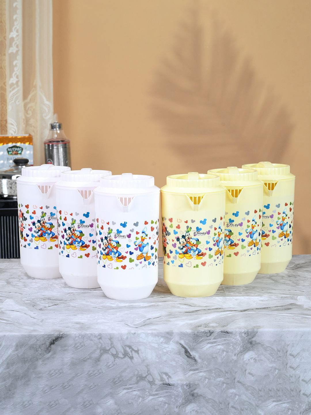 

Kuber Industries White & Cream 6 Pieces Printed Water Jug -2L Each
