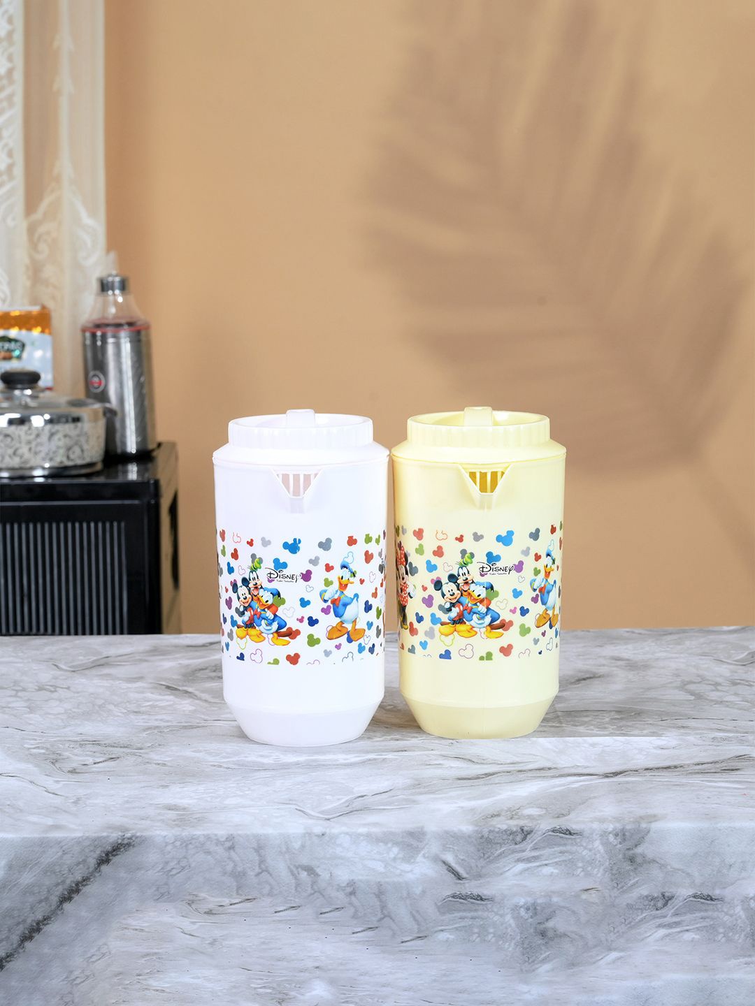 

Kuber Industries White & Yellow 2 Pieces Printed Water Jug-2L Each