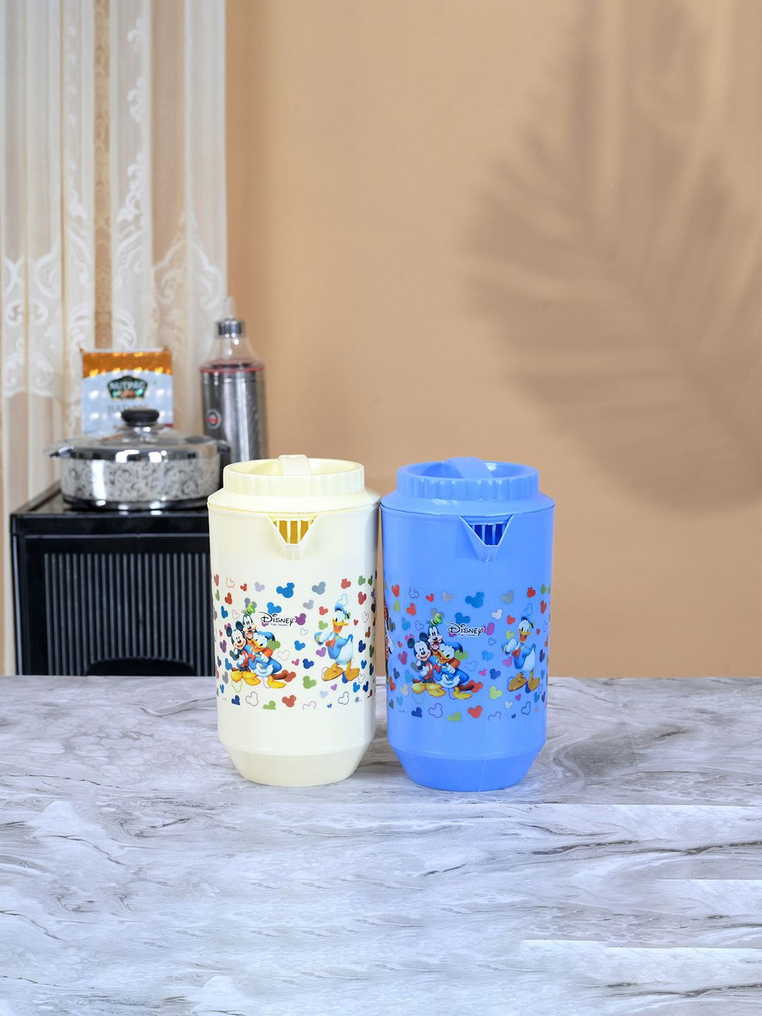 

Kuber Industries Blue & Cream 2 Pieces Printed Water Jugs