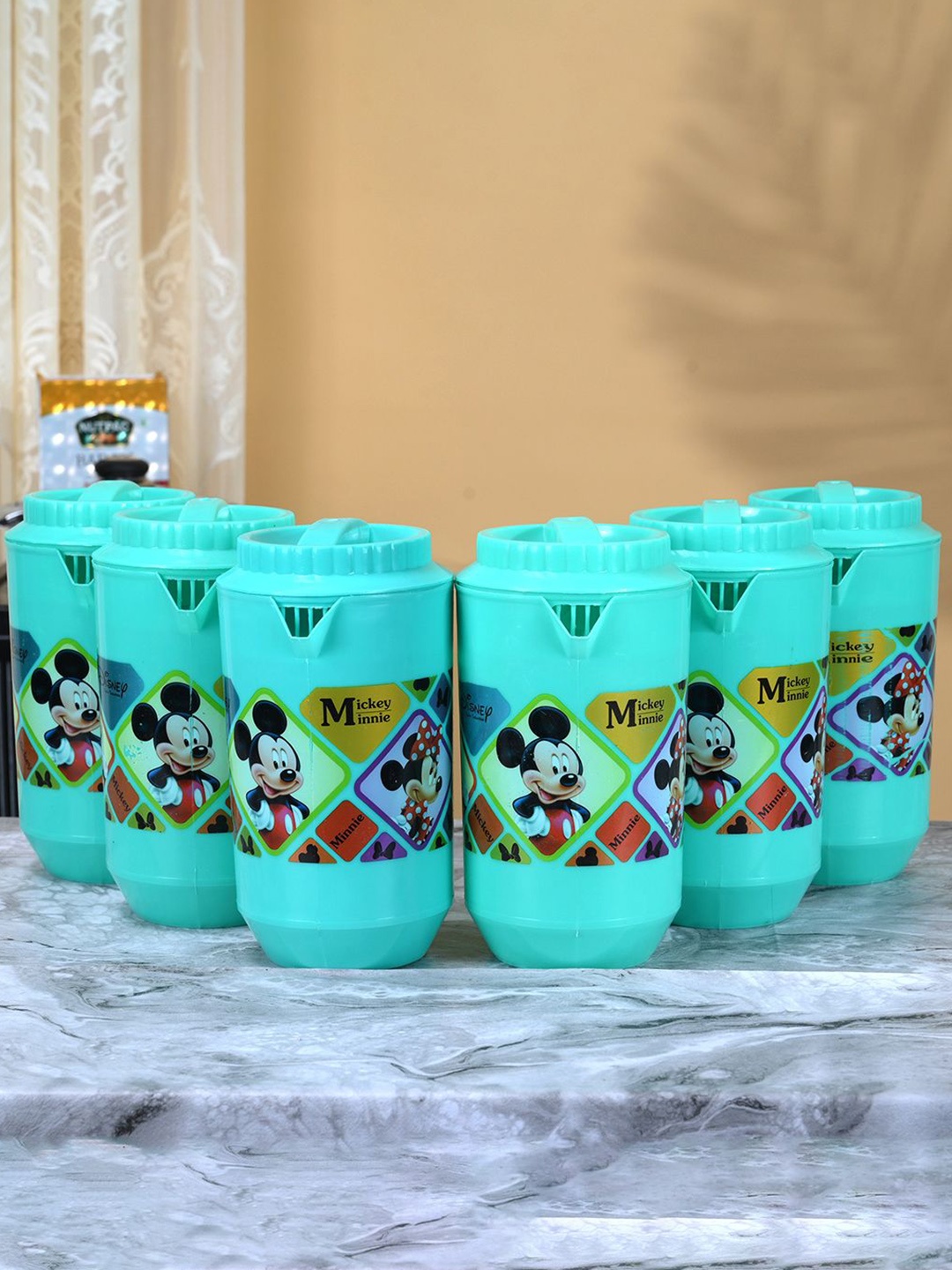 

Kuber Industries Green & Red 6 Pieces Disney Water Jugs 2L