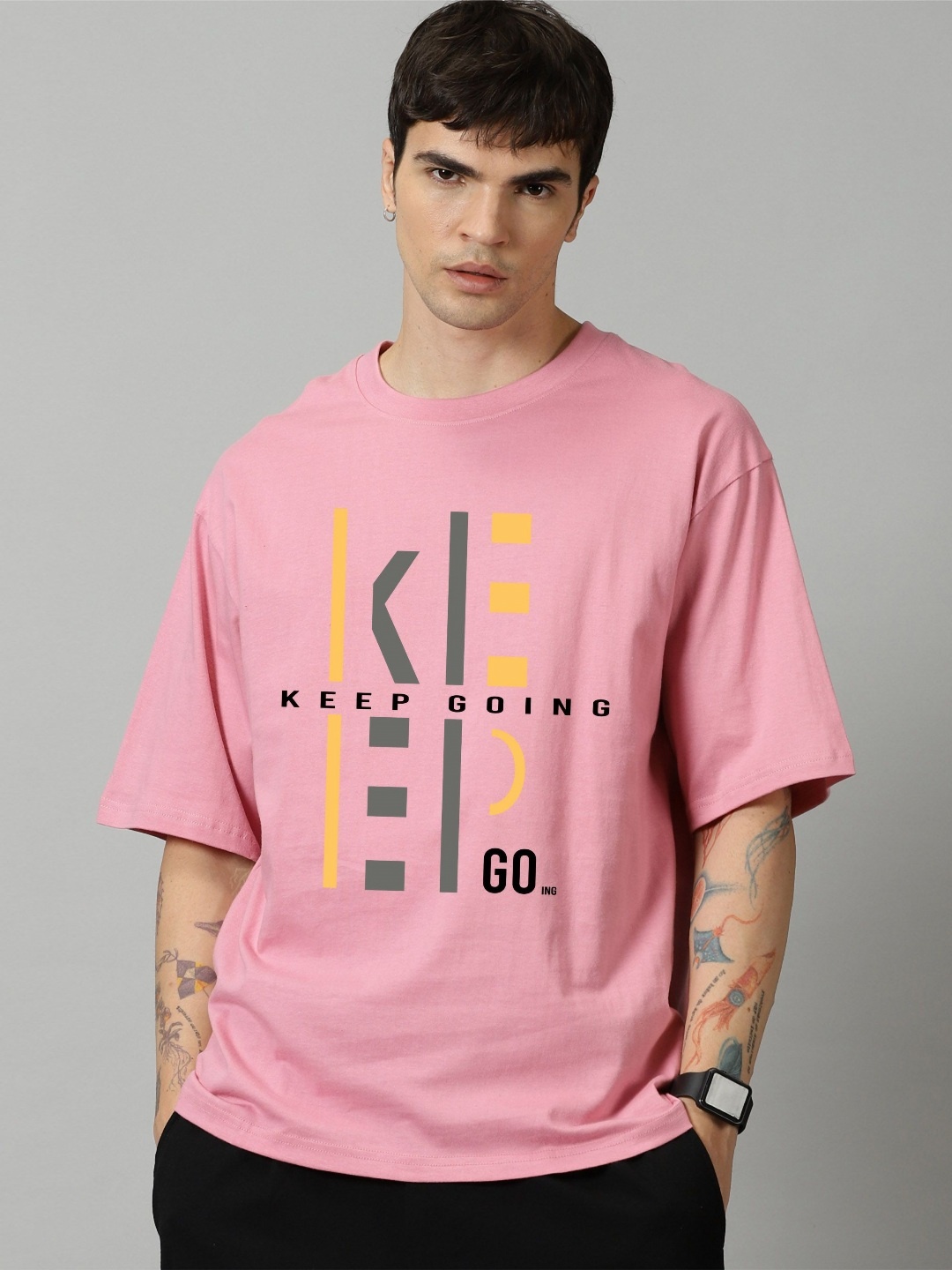 

SLOWLORIS Men Typography Printed T-shirt, Peach