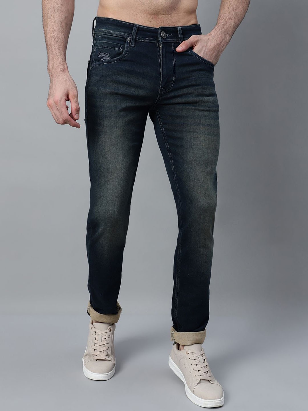 

Cantabil Men Comfort Heavy Fade Jeans, Grey