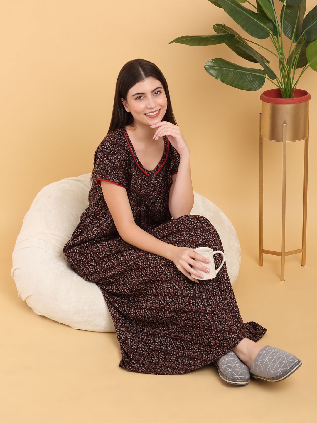 

Sweet Dreams Printed Maxi Nightdress, Black
