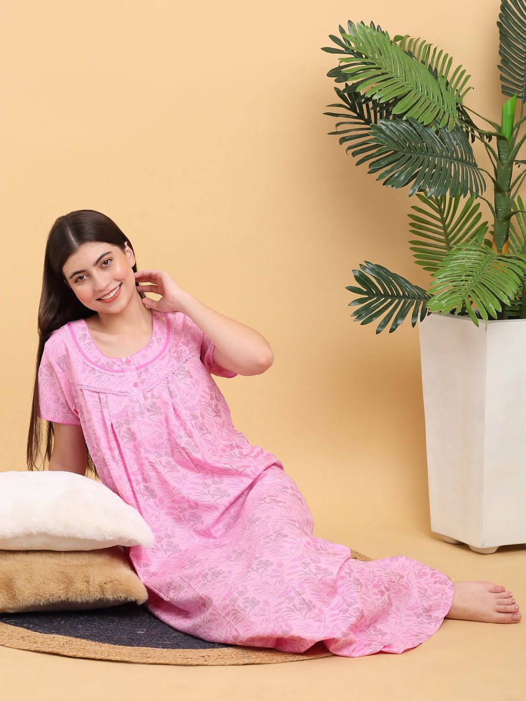 

Sweet Dreams Printed Maxi Nightdress, Pink