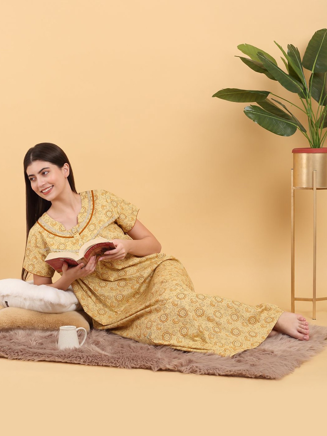 

Sweet Dreams Floral Printed Maxi Nightdress, Yellow