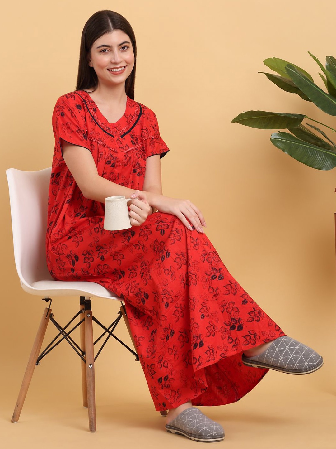 

Sweet Dreams Printed Maxi Nightdress, Red