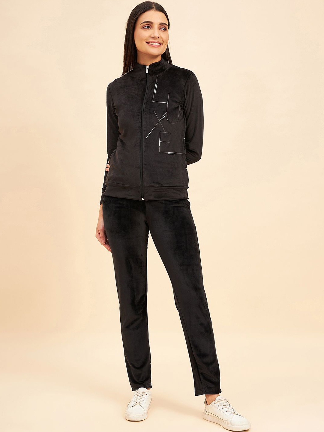 

Sweet Dreams Women Mock Collar Tracksuits, Black