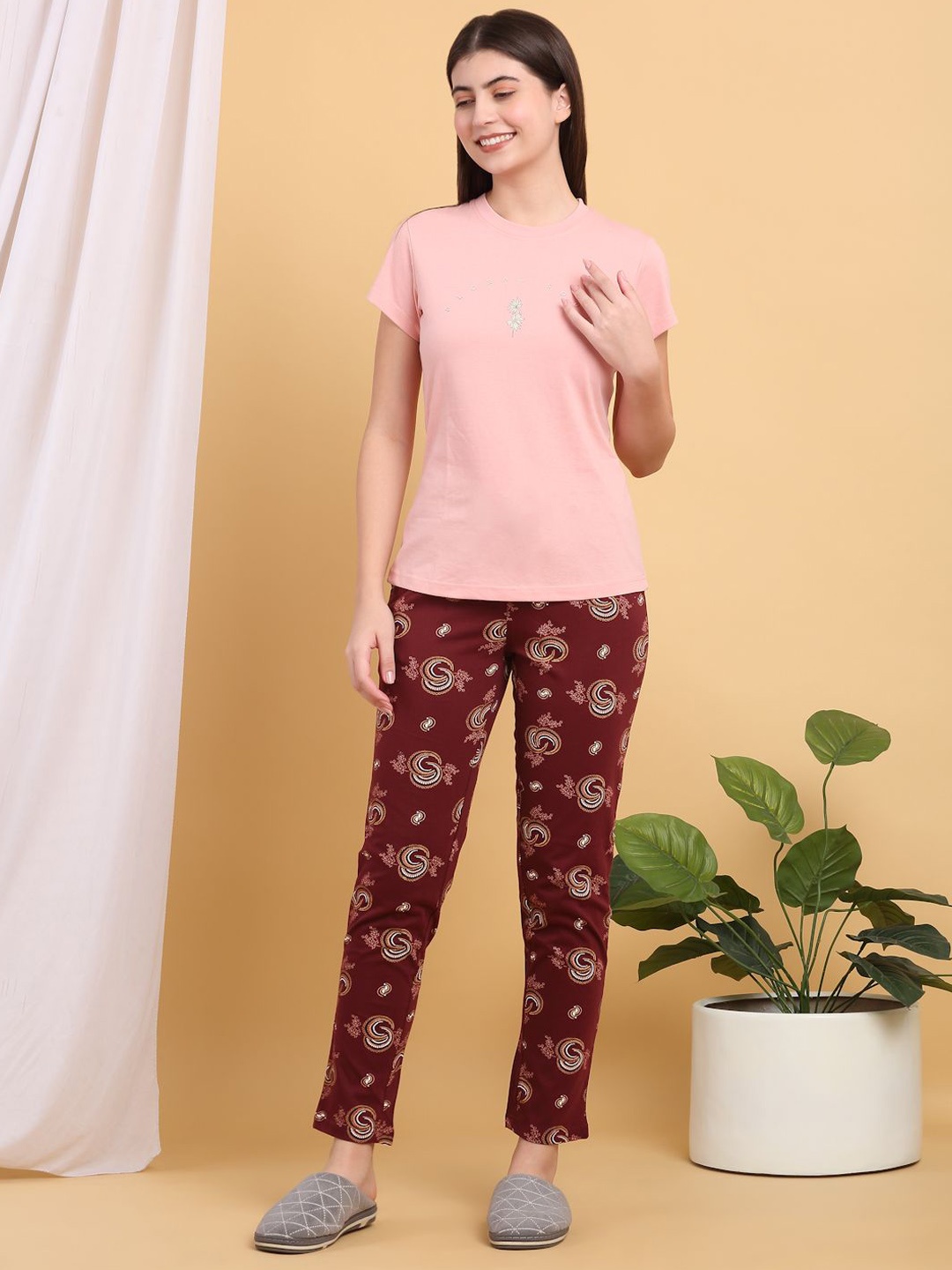 

Sweet Dreams Women Cotton Night suit, Peach