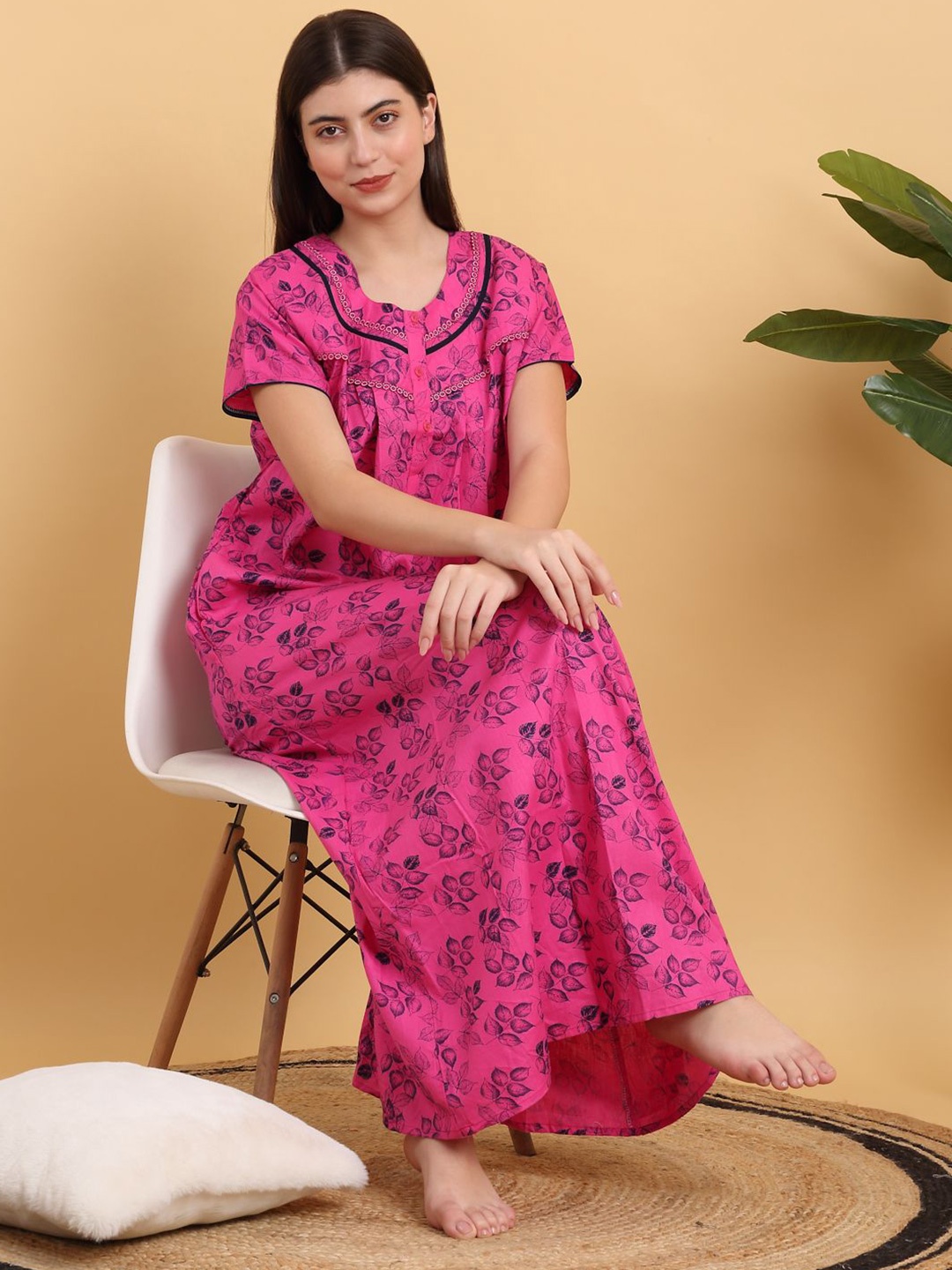 

Sweet Dreams Printed Cotton Maxi Nightdress, Pink
