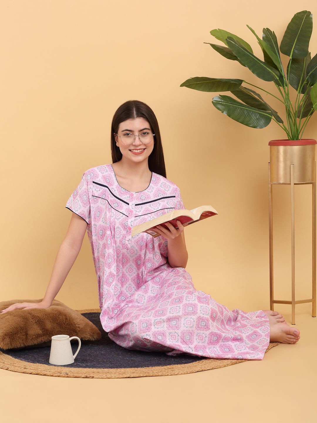 

Sweet Dreams Printed Cotton Maxi Nightdress, Pink