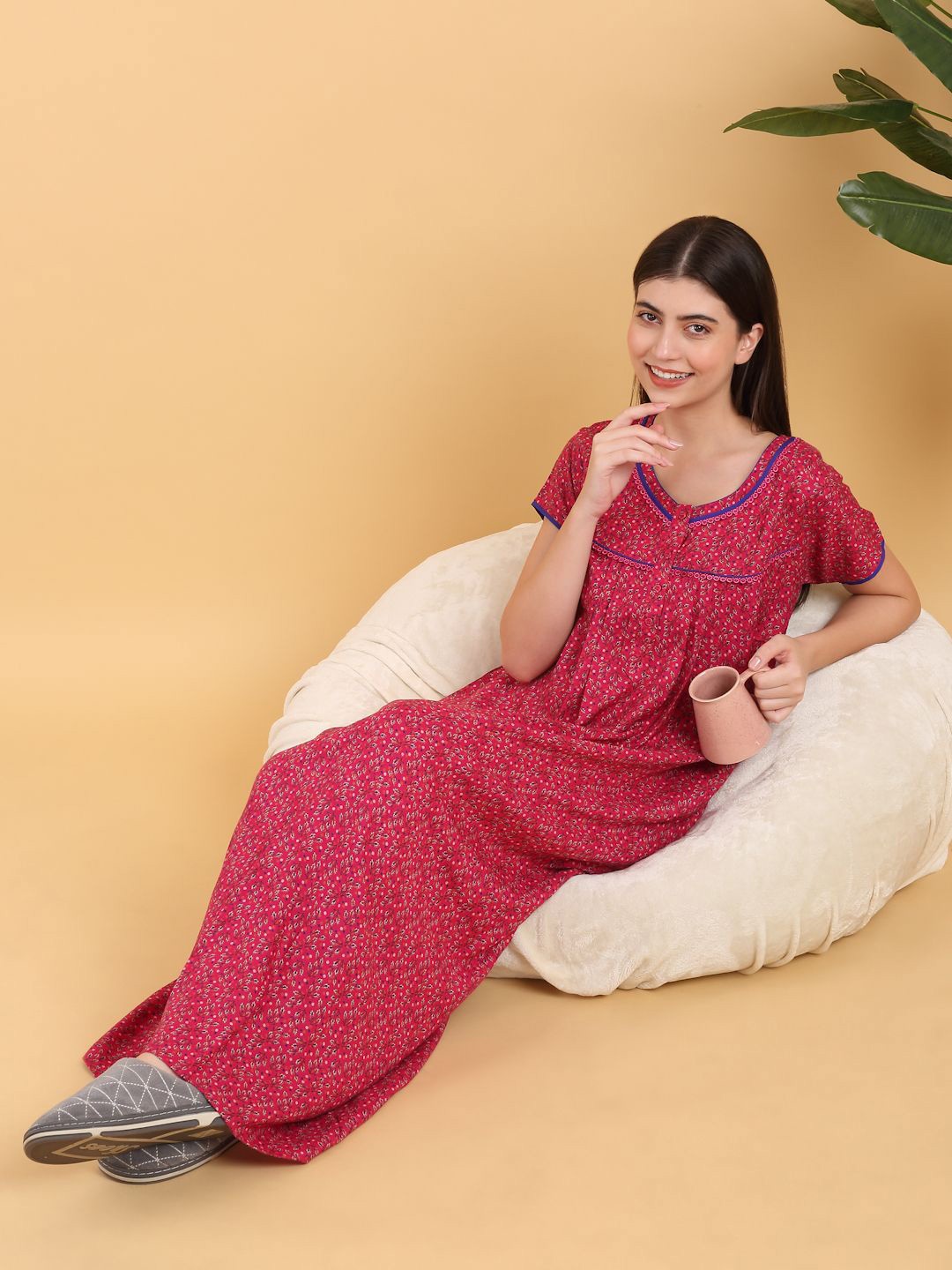 

Sweet Dreams Printed Cotton Maxi Nightdress, Pink