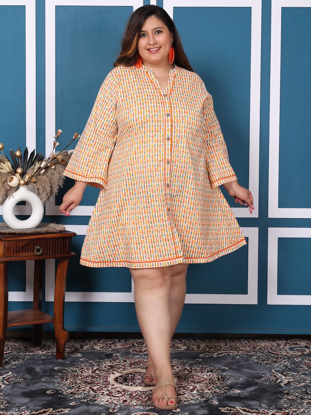 

KALINI Print A-Line Dress, Off white