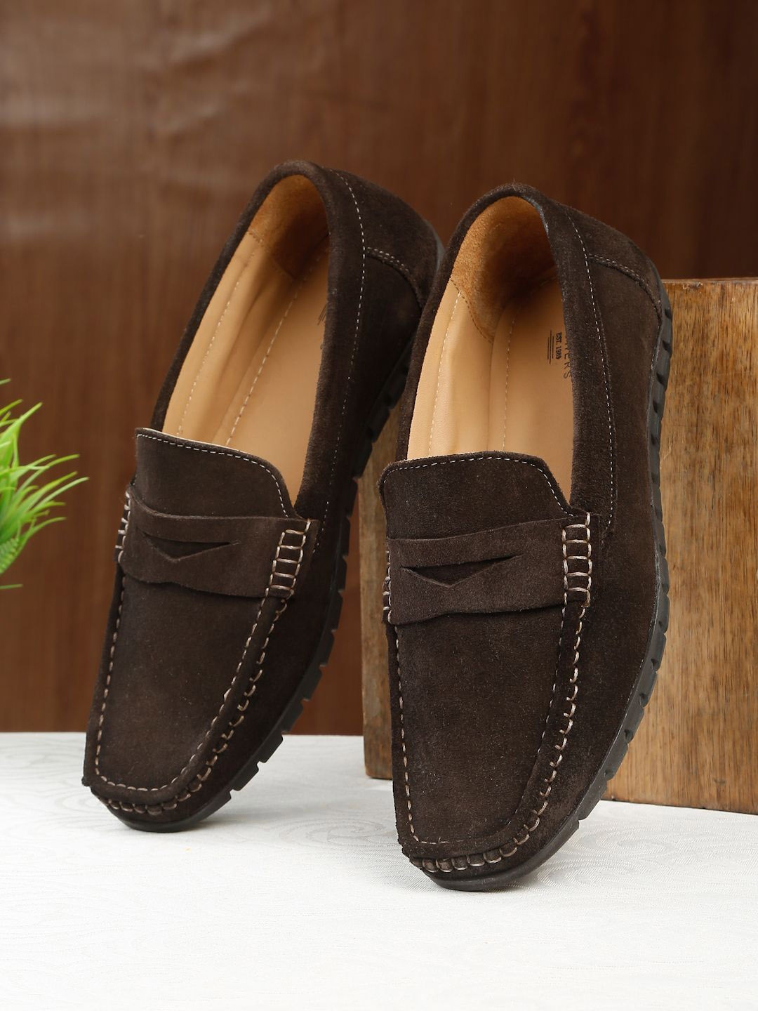 

Teakwood Leathers Men Suede Loafers, Brown