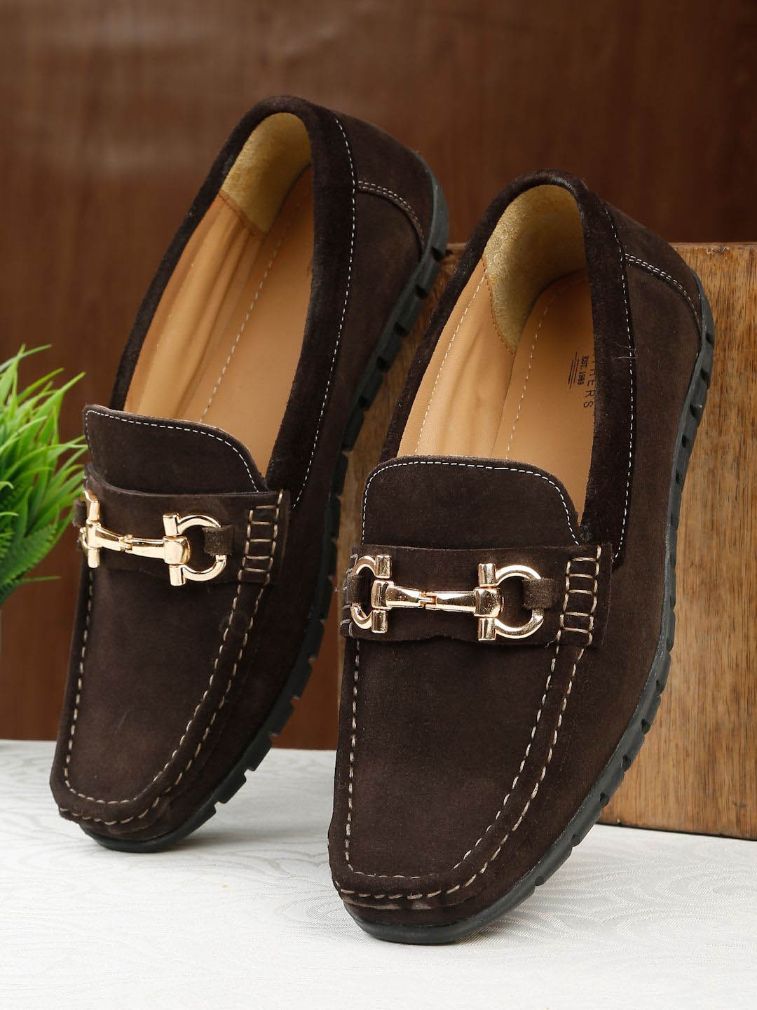 

Teakwood Leathers Men Suede Loafers, Brown