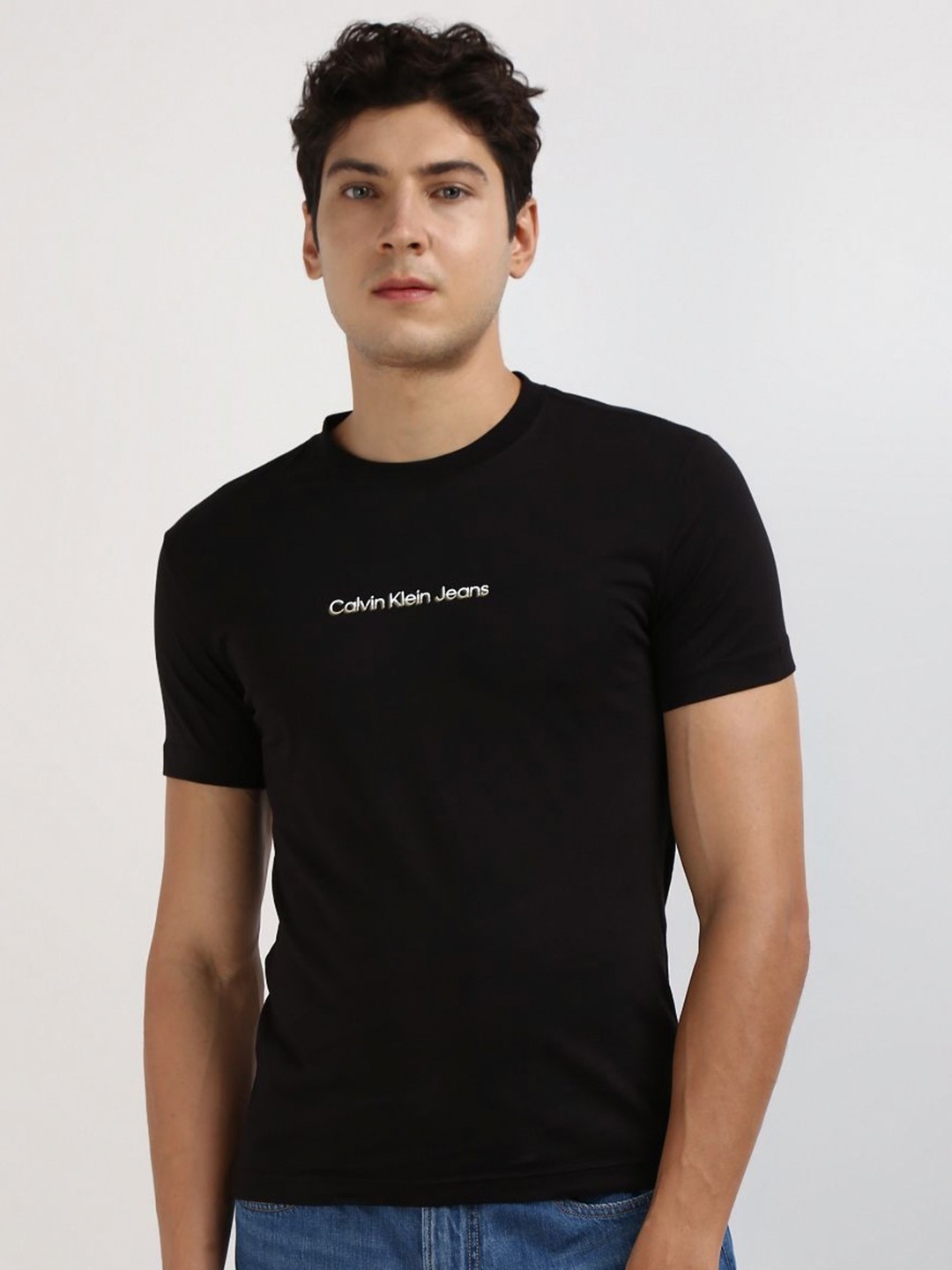 

Calvin Klein Men Solid Round neck Cotton T-shirt, Black