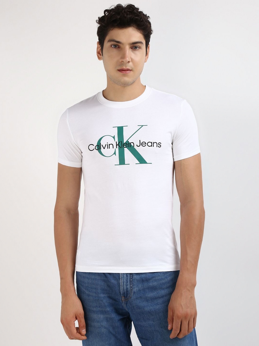 

Calvin Klein Men Solid Round neck Cotton T-shirt, White