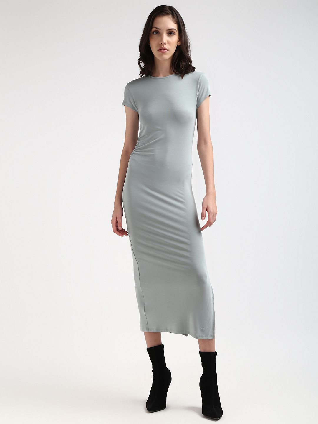 

Calvin Klein Jeans Women Round Neck Bodycon Midi Dress, Grey