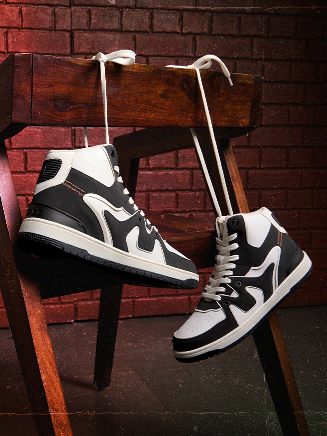 

The Souled Store Urban Blaze Men Colourblocked PU High-Top Sneakers, White