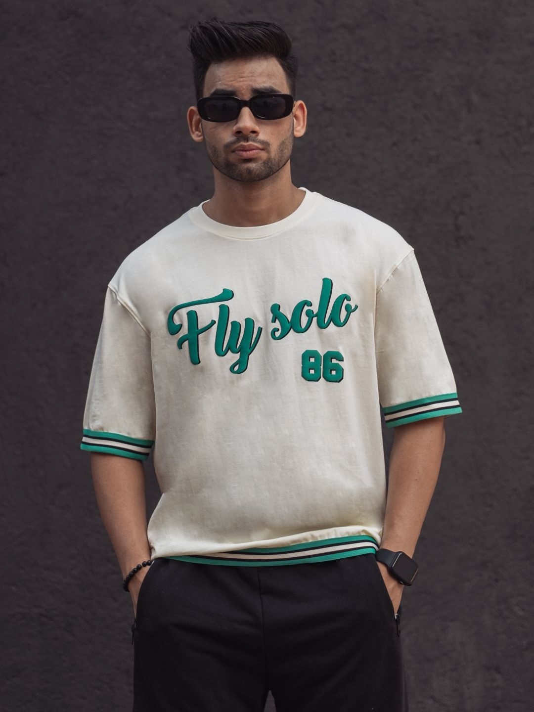 

Powerlook Men Printed Raw Edge T-shirt, Off white