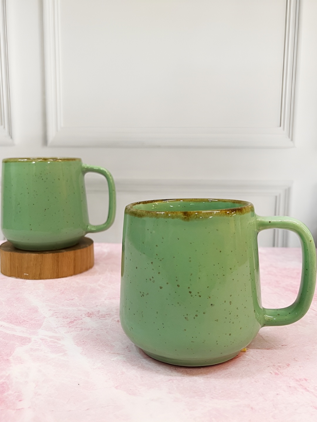 

The Artisan Emporium Sea Green 2 Pieces Printed Glossy Ceramic Mugs 330 ml Each