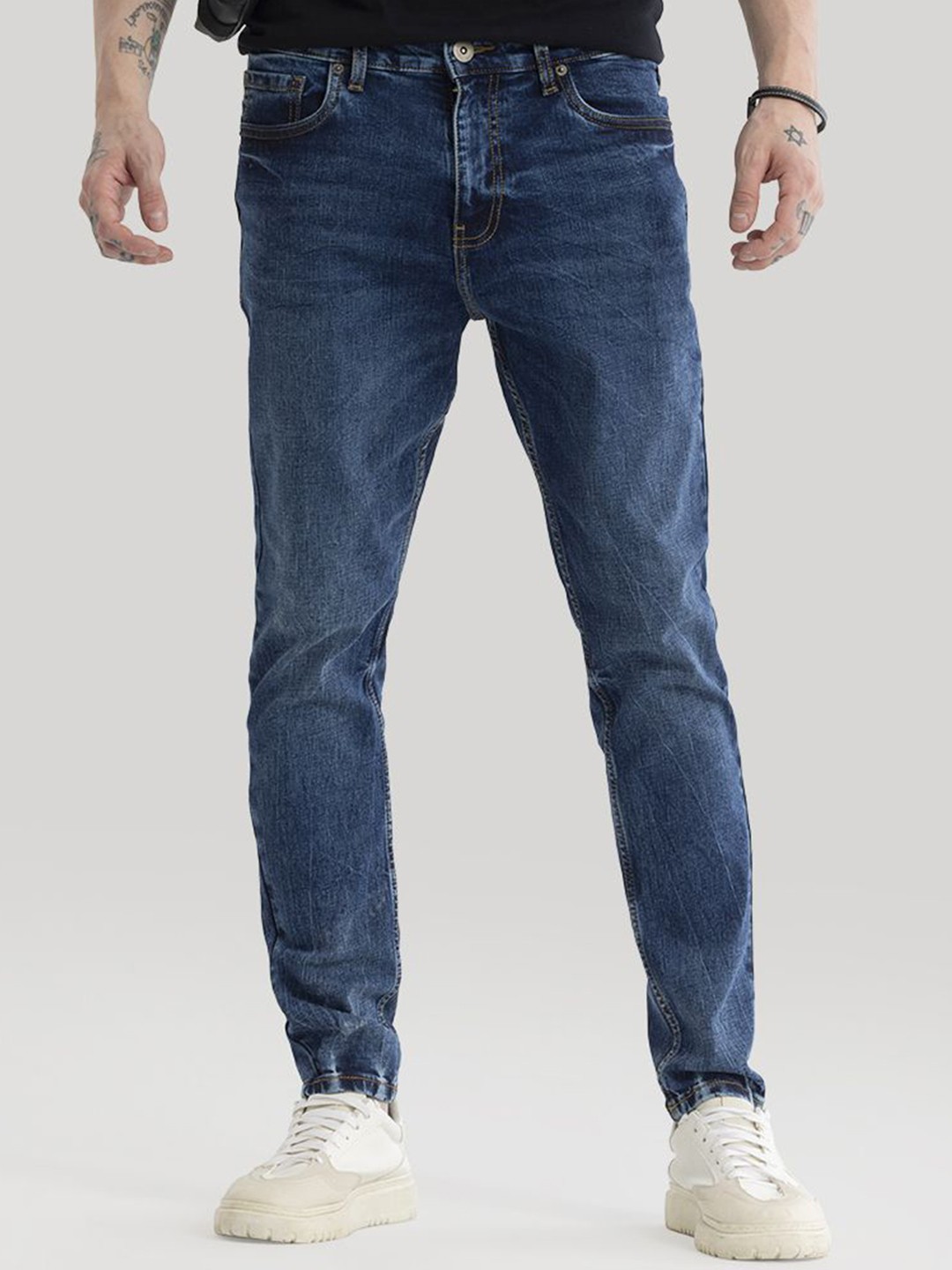 

Snitch Men Narrow Skinny Fit Light Fade Stretchable Jeans, Blue