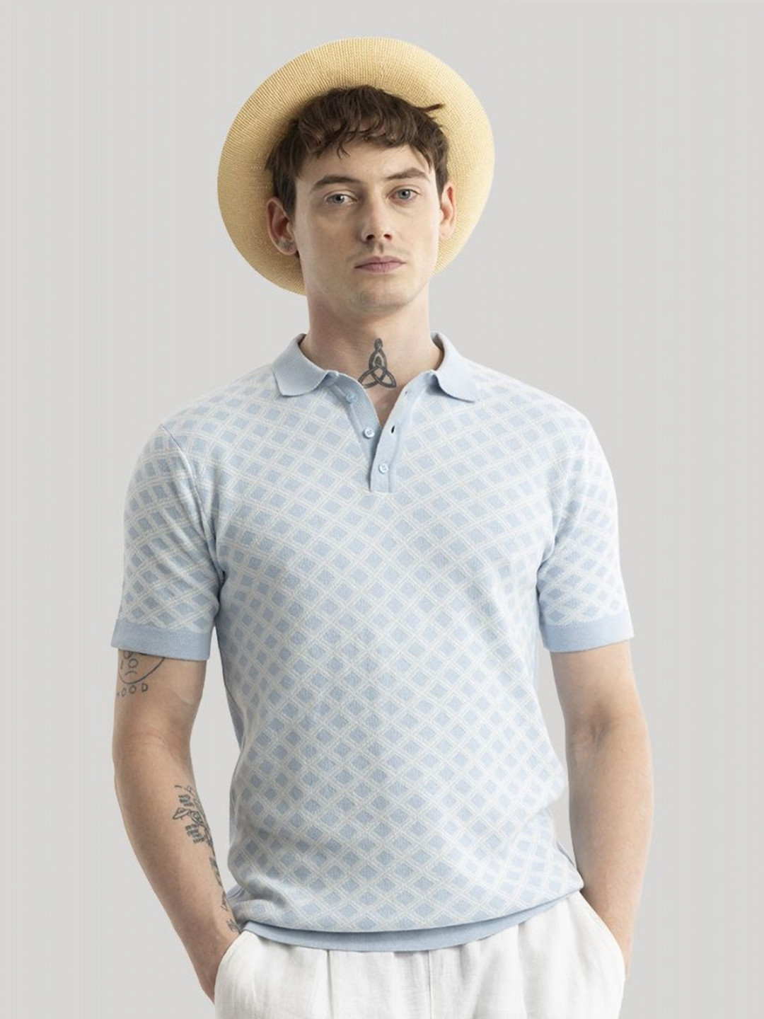 

Snitch Men Polo Collar Slim Fit T-shirt, Blue