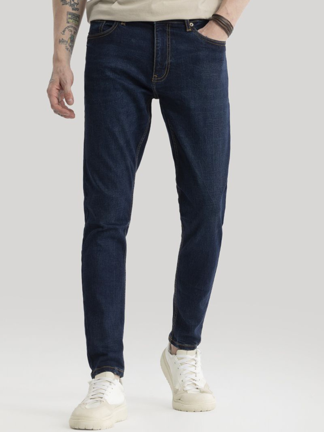 

Snitch Men Narrow Skinny Fit Stretchable Jeans, Navy blue