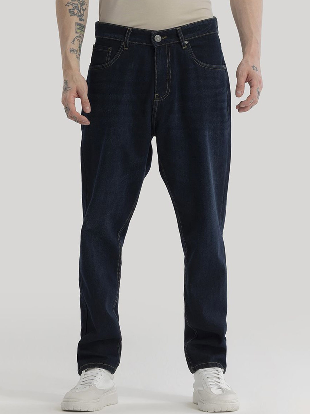 

Snitch Men Comfort Relaxed Fit Stretchable Jeans, Navy blue
