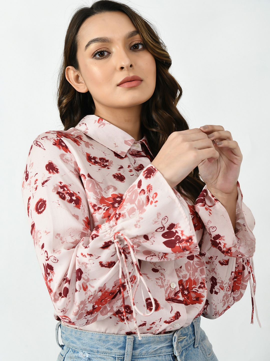 

Sini Lifestyle Women Floral Printed Opaque Casual Shirt, Pink