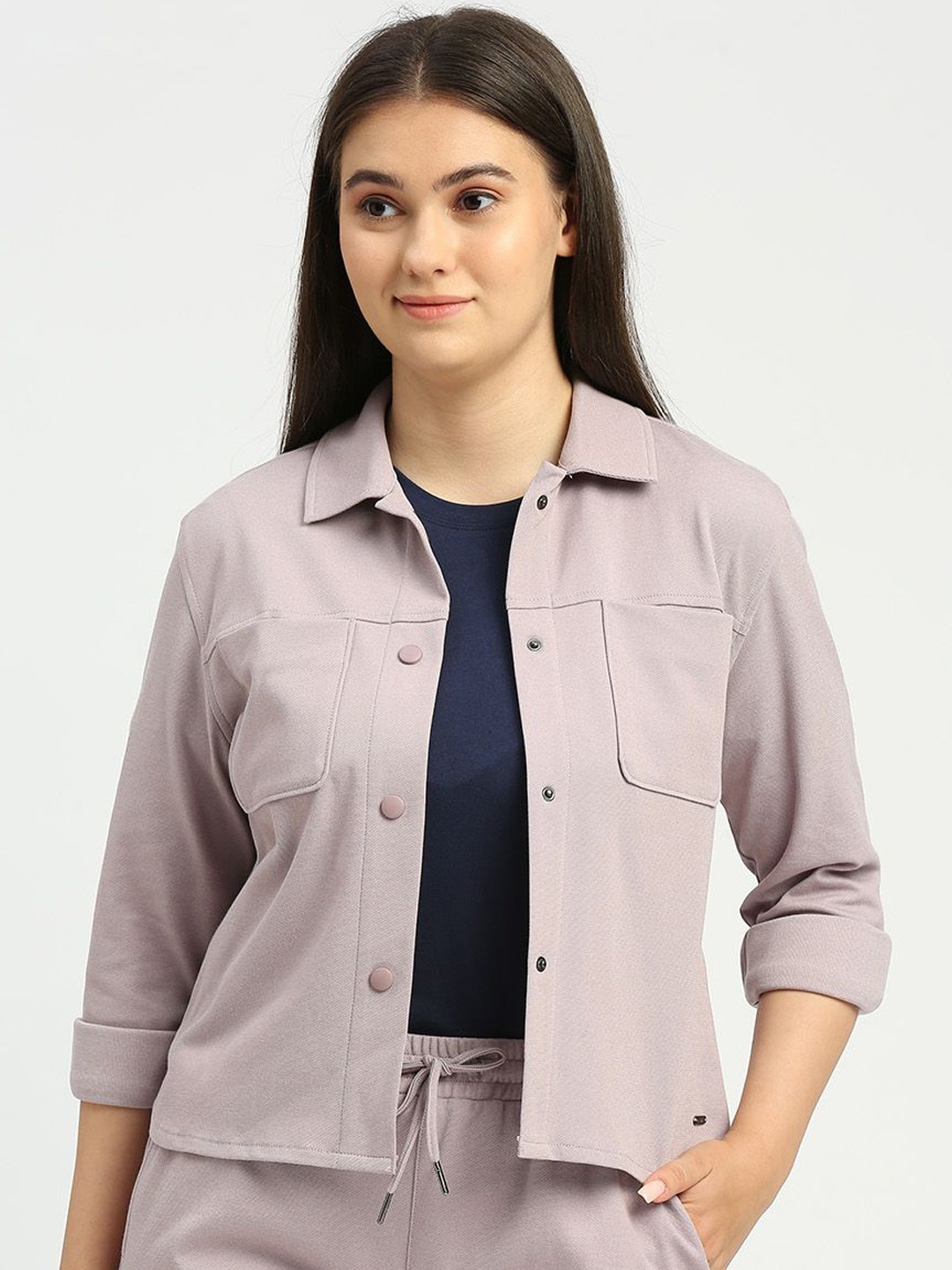 

ONEMILE Women Striped Crop Outdoor Tailored Jacket, Pink