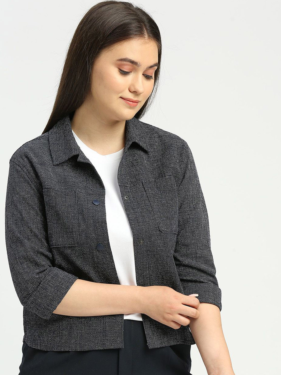 

ONEMILE Women Embroidered Crop Outdoor Tailored Jacket, Blue