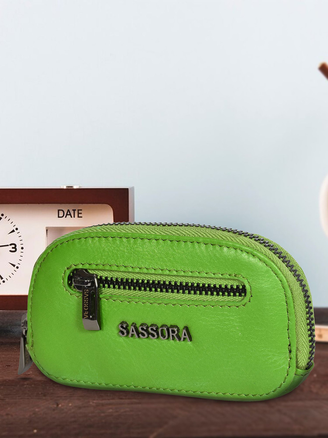 

Sassora Unisex Leather Car Key Pouch, Green