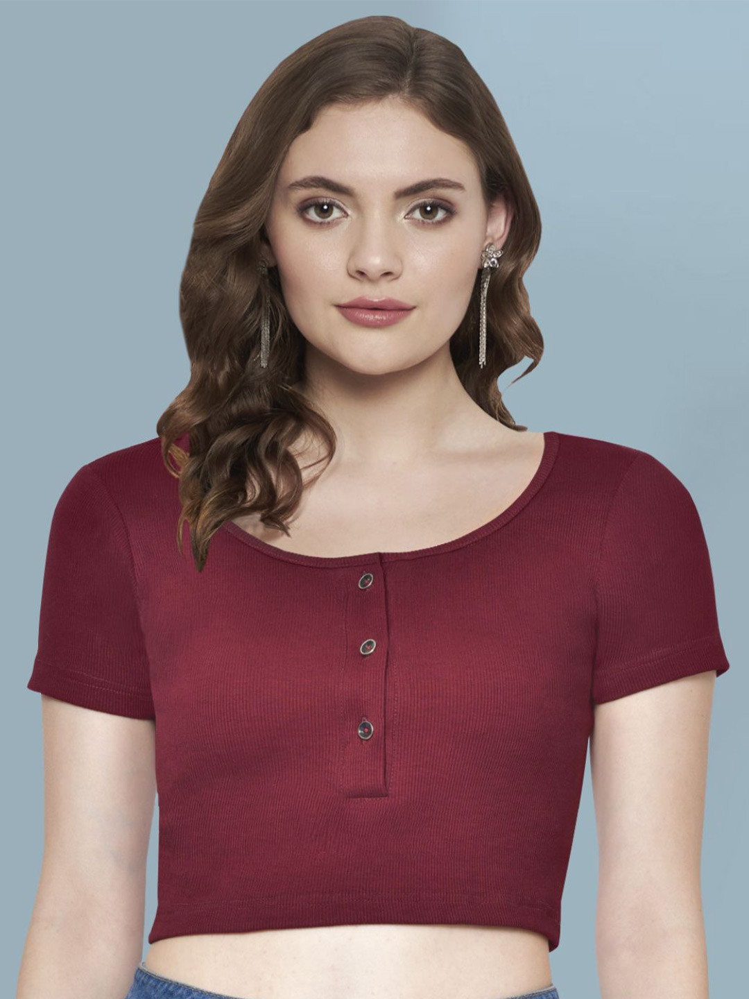 

Martini Cotton Crop Top, Maroon