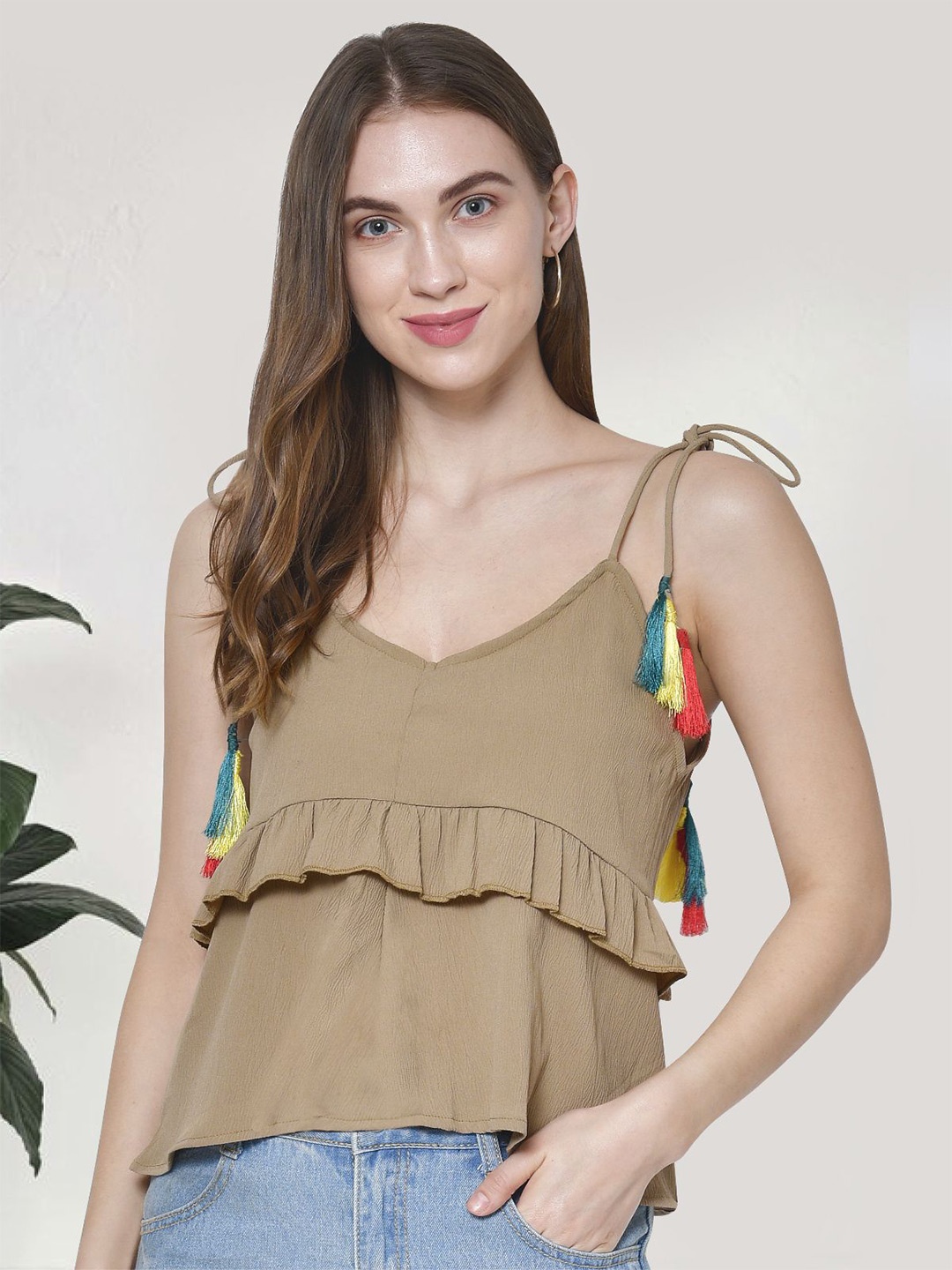 

Martini Bohemian Crepe sleeveless Top, Beige