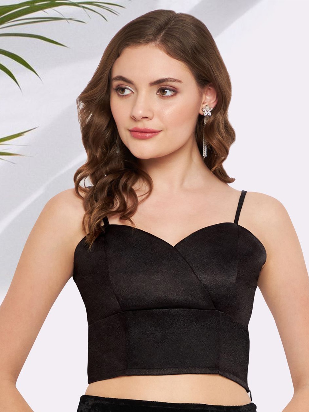 

Martini Satin Crop Top, Black