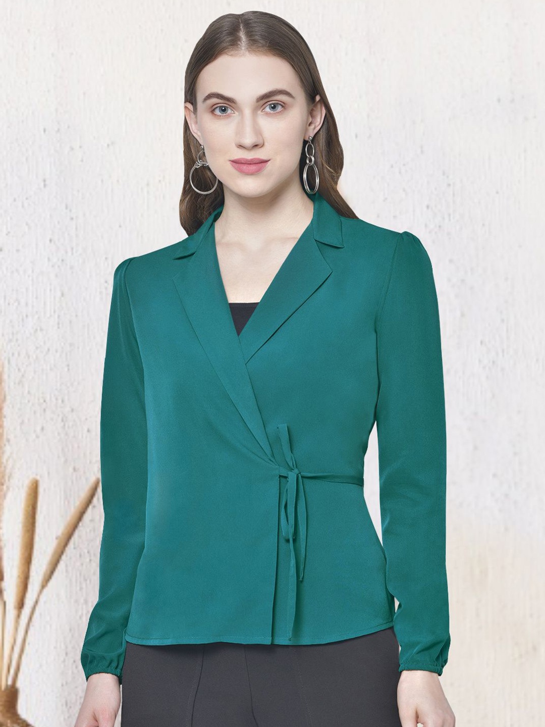 

Martini Long Sleeves Wrap Top, Green