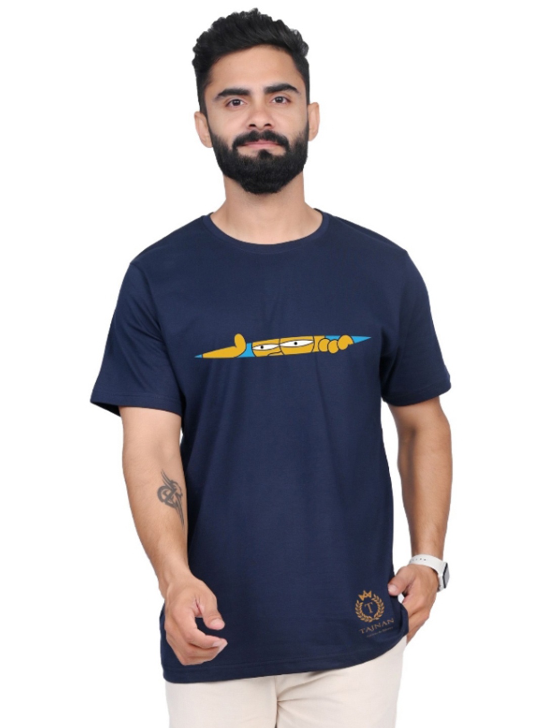 

TAJNAN Men Typography Extended Sleeves T-shirt, Blue