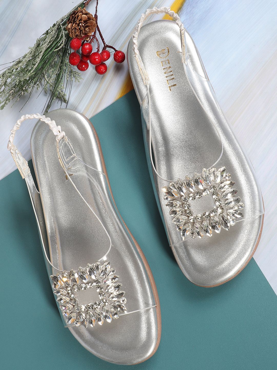 

Denill Women Embellished Open Toe Flats, Grey