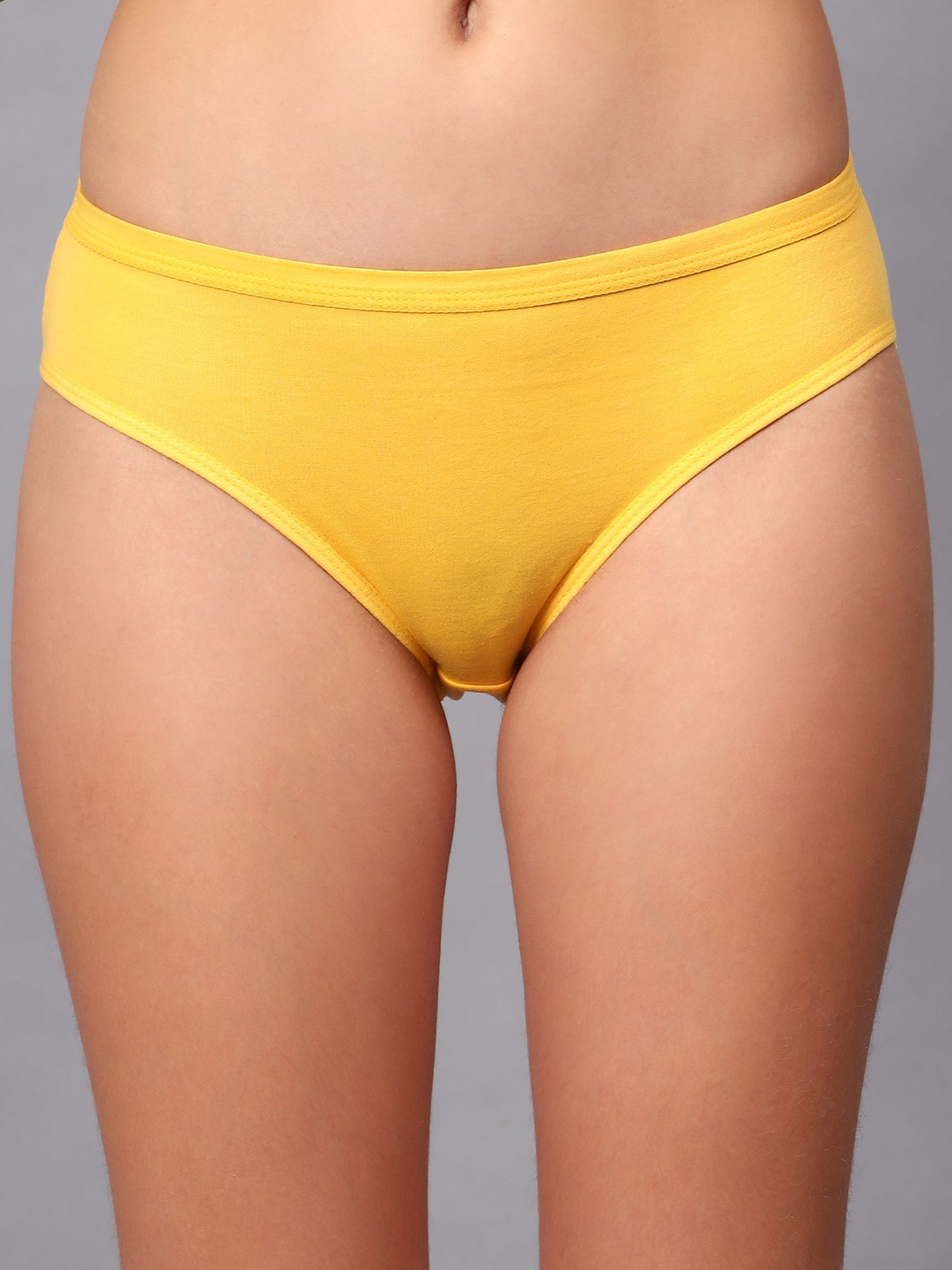 

JJAAGG T Women 3 Pcs Mid Waist Basic Briefs-JAG-W-233-24, Yellow