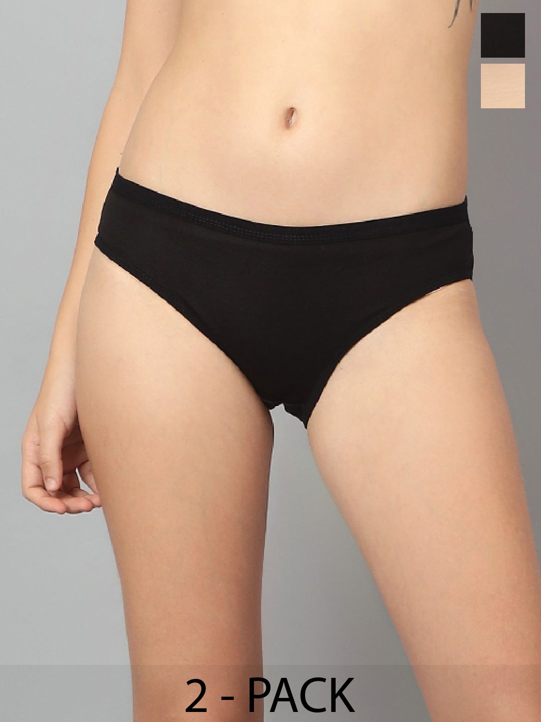 

JJAAGG T Women 2 Pcs Pure Cotton Basic Briefs JAG-W-216-24, Black