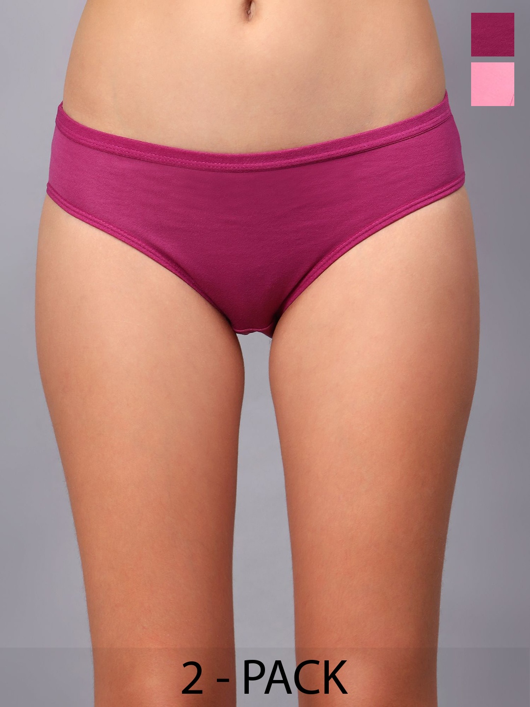 

JJAAGG T Women 2 Pcs Cotton Ribbed Briefs JAG-W-212-24, Pink